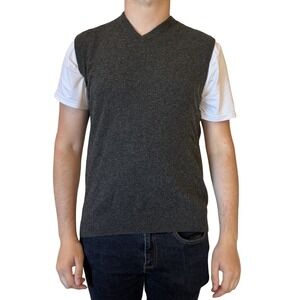 Christian Berg Cashmere Sweater Vest Sleeveless Gray  Large Quiet Luxury‎ Preppy